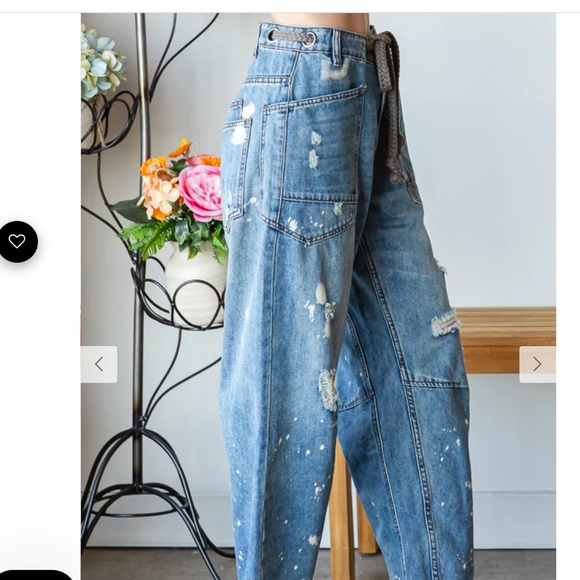 Oli and Hali “ Lonestar” Oli & Hali Distressed Jeans with Cord Drawstring 8 - Picture 6 of 9